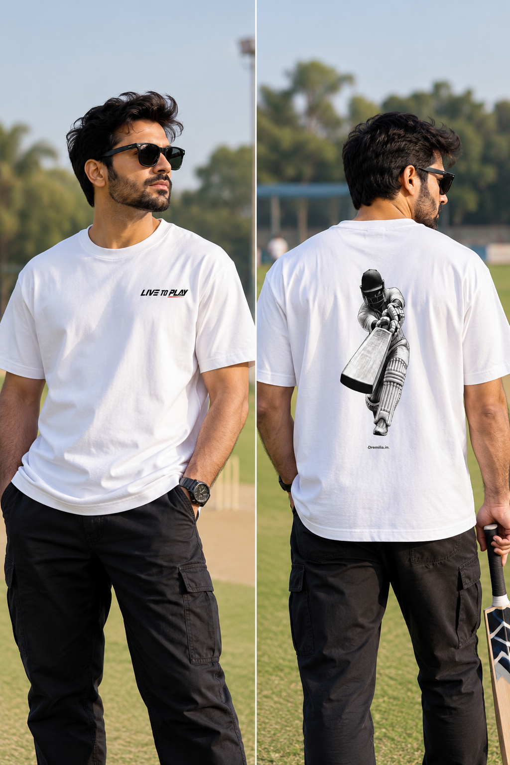 LIVE TO PLAY — Cricket Graphic T-Shirt