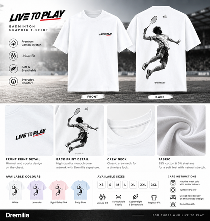 Badminton Graphic Unisex Stretch T-Shirt